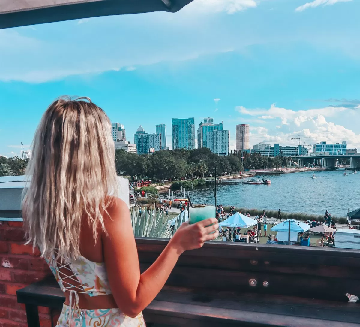 Destiny Snyder looking at the Tampa city skyline
