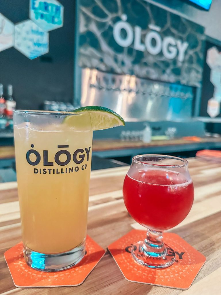 Ology Distilling Co cocktail and beer