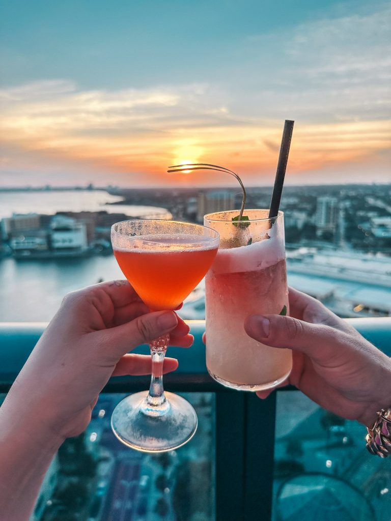 Cocktails at Beacon Tampa rooftop bar
