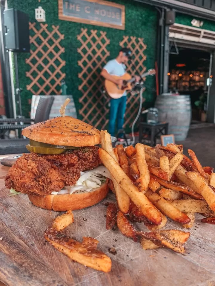 Fried chicken sandwich at C House restaurant in Seminole Heights Tampa