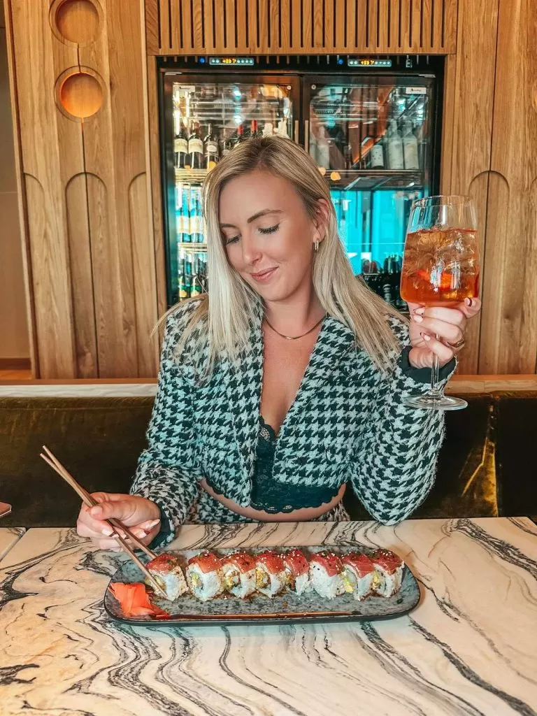 Eating sushi at Union restaurant in Tampa